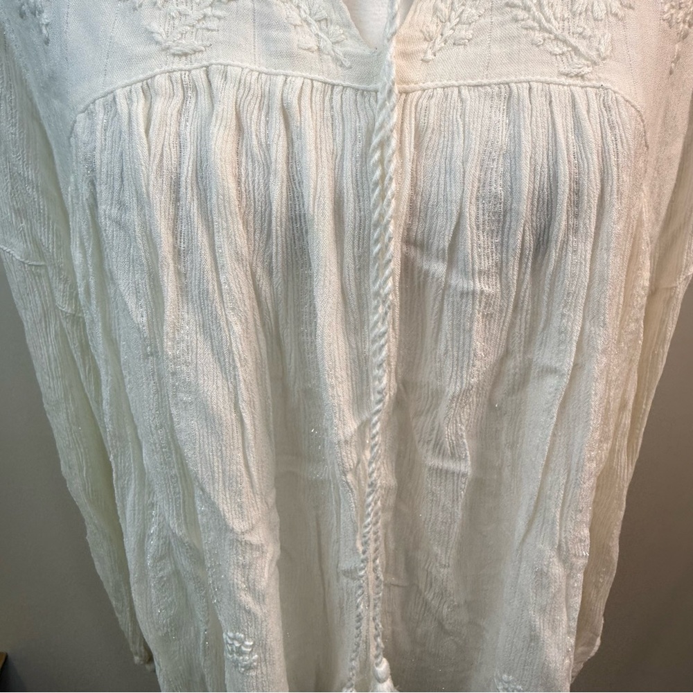 Rachel Zoe Ivory Embroidered Boho Tunic Top | Like New | Bohemian - Picture 7 of 17